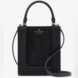 Kate Spade Lena Mini Tote Black Suede Leather Crossbody Bag NWT KI886 $389